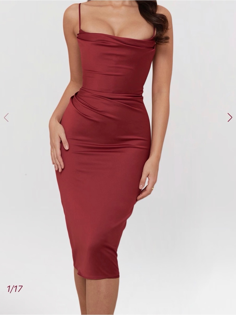 Anja Wine Satin Corset Midi Dress